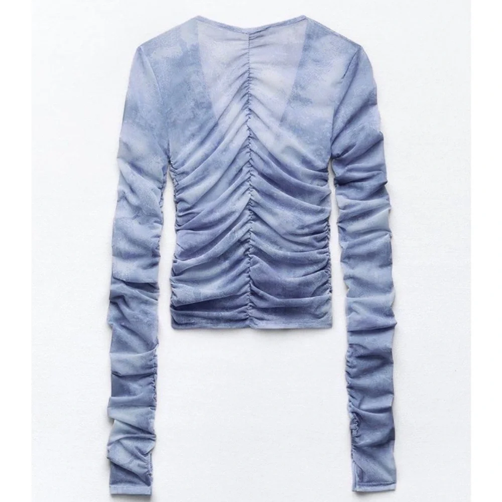 ZARA MESH RUCHED TOP